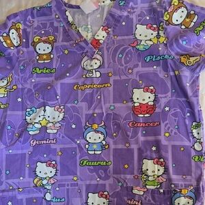 Purple Zodiac Hello Kitty Scrub Top